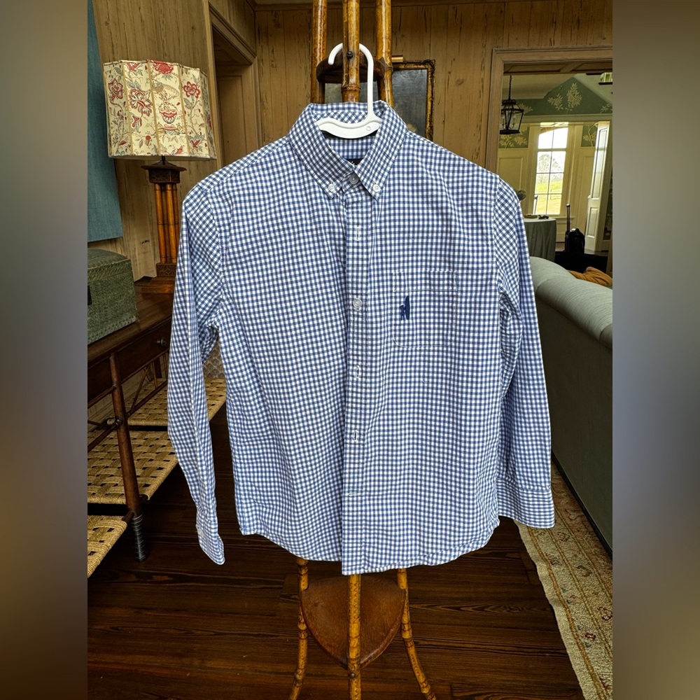 handsome blue & white check long sleeve Johnnie O